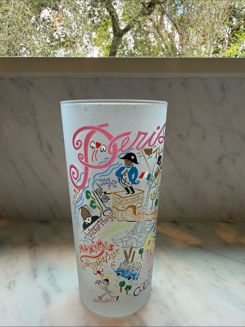 CatStudio Paris Illustration Frosted Glass Tumbler - Multicolor